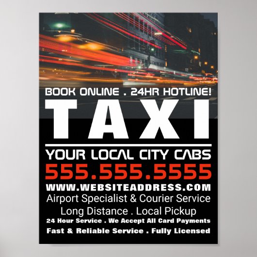 Stadslichten, taxibusfirma Adverteren Poster (Voorkant)