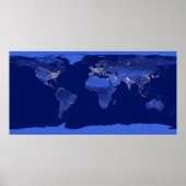 Stadslichten van de World Satellite Poster Map (Voorkant)