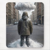 Stadsmens Onder een Sneeuwwolk Muismat (Voorkant)