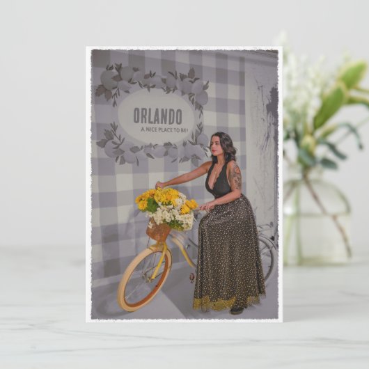  stadsnaam Fietskunst -  stijl Feestdagenkaart (Staand voorkant)