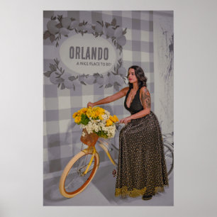  stadsnaam Fietskunst -  stijl Poster