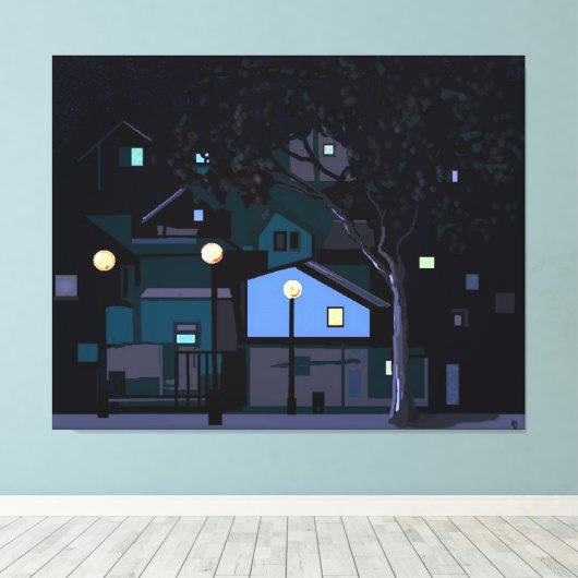 Stadsnachten Canvas Afdruk (Insitu (Houten vloer))