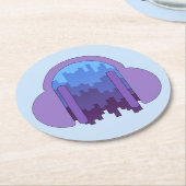 Stadsontploffing: eerbetoon aan muziek ronde kartonnen onderzetter (Gebogen)