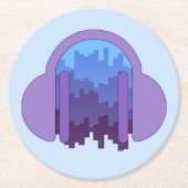 Stadsontploffing: eerbetoon aan muziek ronde kartonnen onderzetter (Voorkant)