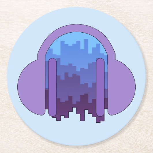 Stadsontploffing: eerbetoon aan muziek ronde kartonnen onderzetter (Voorkant)