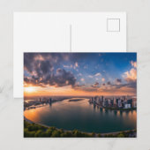 Stadspanorama in zonsondergang briefkaart (Voorkant / Achterkant)