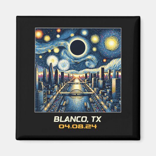 Stadspanorama Totale Zonsverduistering Blanco Texa Magneet (Voorkant)