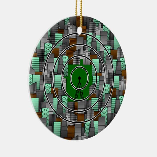 Stadspatroon met radiotoren keramisch ornament (Rechts)