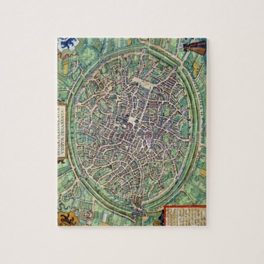 Stadsplan Brugge uit "Civitates Orbis Terraru Legpuzzel (Verticaal)