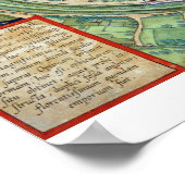 Stadsplan Brugge uit "Civitates Orbis Terraru" Poster (Hoek)