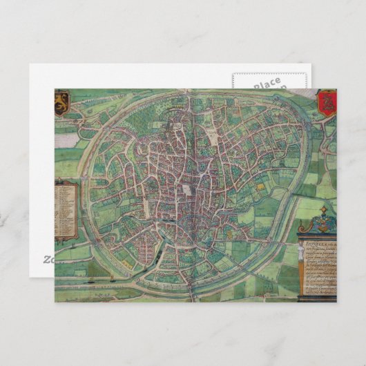 Stadsplan Brussel, uit 'Civitates Orbis Terra' Briefkaart (Voorkant / Achterkant)