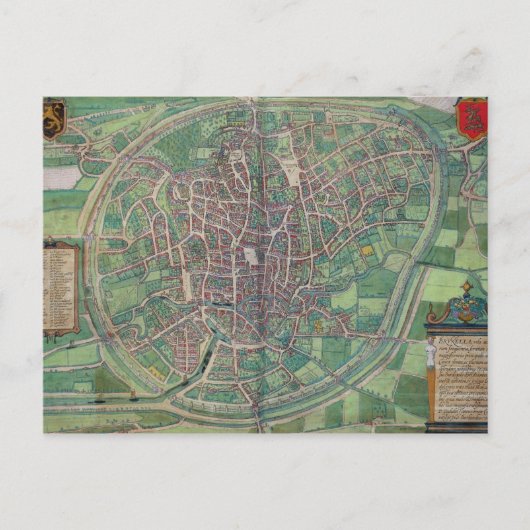 Stadsplan Brussel, uit 'Civitates Orbis Terra' Briefkaart (Voorkant)