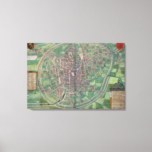 Stadsplan Brussel, uit 'Civitates Orbis Terra' Canvas Afdruk (Voorkant)