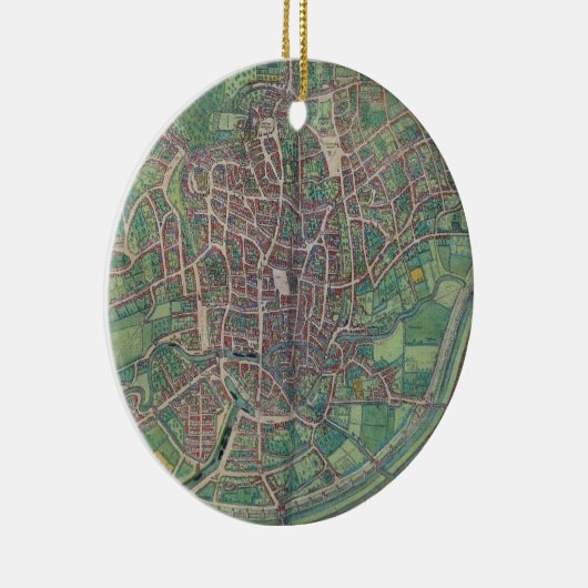 Stadsplan Brussel, uit 'Civitates Orbis Terra' Keramisch Ornament (Rechts)