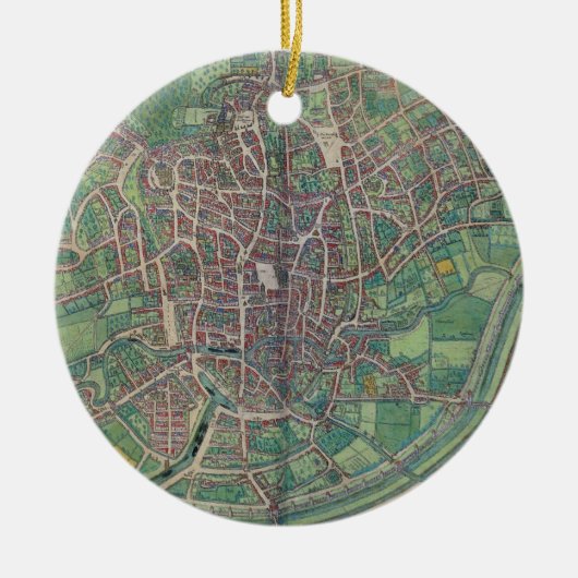 Stadsplan Brussel, uit 'Civitates Orbis Terra' Keramisch Ornament (Voorkant)