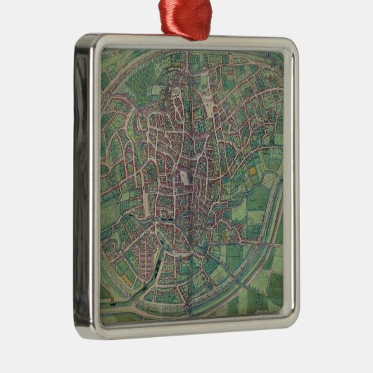 Stadsplan Brussel, uit 'Civitates Orbis Terra' Metalen Ornament (Rechts)