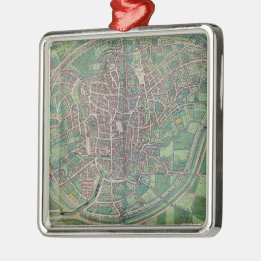 Stadsplan Brussel, uit 'Civitates Orbis Terra' Metalen Ornament (Links)