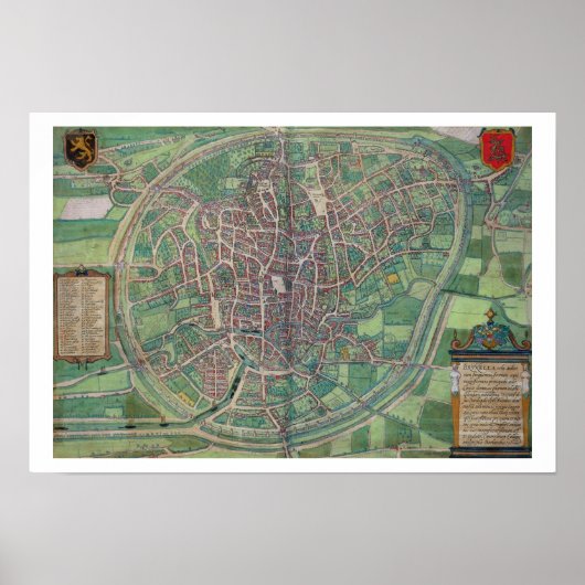 Stadsplan Brussel, uit 'Civitates Orbis Terra' Poster (Voorkant)