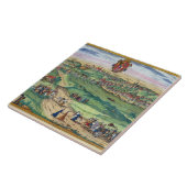 Stadsplan van Grodno, uit 'Civitates Orbis Terraru Tegeltje (Zijkant)