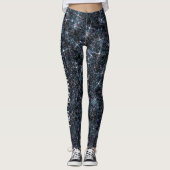 Stadsplatte zwarte Galaxy Glitter CUSTOM-TEKST Leggings (Voorkant)