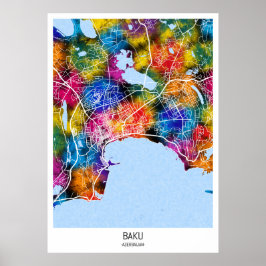 Stadsplattegrond Bakoe Azerbeidzjan Poster