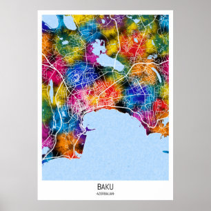 Stadsplattegrond Bakoe Azerbeidzjan Poster