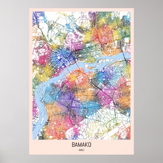 Stadsplattegrond Bamako Mali Poster (Voorkant)