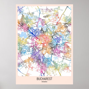 Stadsplattegrond Boekarest Roemenië Poster