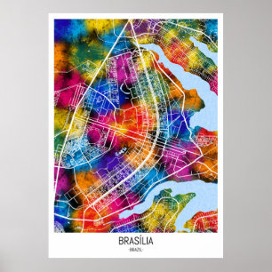 Stadsplattegrond Brasília Brazilië Poster