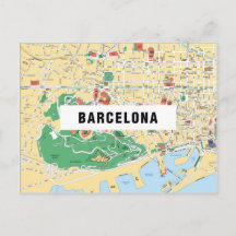 STADSPLATTEGROND BRIEFKAARTEN ♥ Barcelona