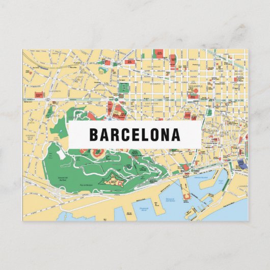 STADSPLATTEGROND BRIEFKAARTEN ♥ Barcelona (Voorkant)