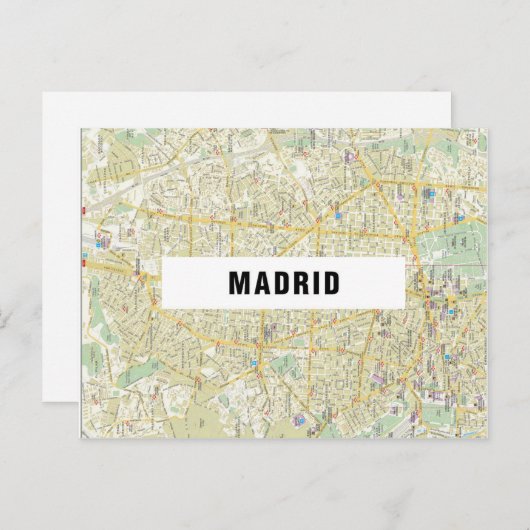 STADSPLATTEGROND BRIEFKAARTEN ♥ Madrid (Voorkant / Achterkant)