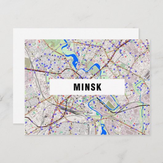 STADSPLATTEGROND BRIEFKAARTEN ♥ Minsk (Voorkant / Achterkant)