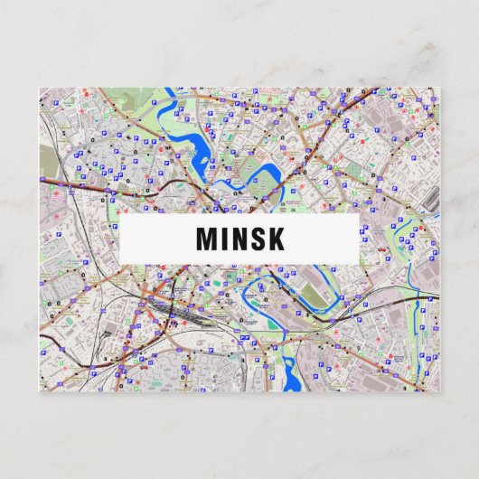STADSPLATTEGROND BRIEFKAARTEN ♥ Minsk (Voorkant)
