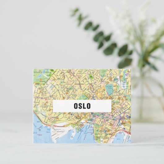 STADSPLATTEGROND BRIEFKAARTEN ♥ Oslo (Staand voorkant)