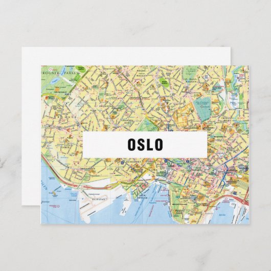 STADSPLATTEGROND BRIEFKAARTEN ♥ Oslo (Voorkant / Achterkant)