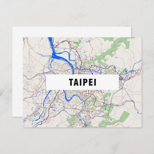STADSPLATTEGROND BRIEFKAARTEN ♥ Taipei (Voorkant / Achterkant)