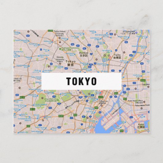 STADSPLATTEGROND BRIEFKAARTEN ♥ Tokyo (Voorkant)