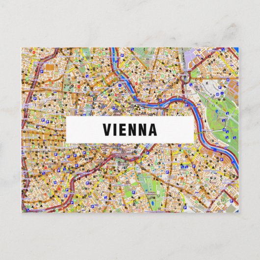 STADSPLATTEGROND BRIEFKAARTEN ♥ Wenen (Voorkant)