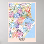 Stadsplattegrond Durban Zuid-Afrika Poster (Voorkant)
