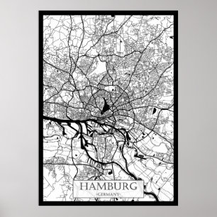 Stadsplattegrond Hamburg Duitsland Poster