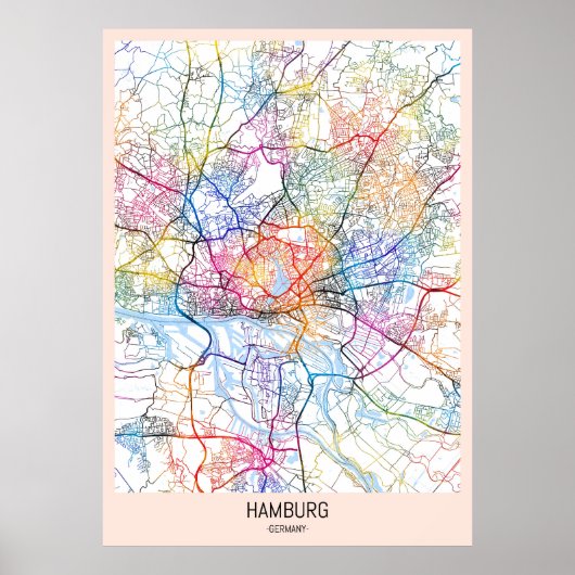 Stadsplattegrond Hamburg Duitsland Poster (Voorkant)