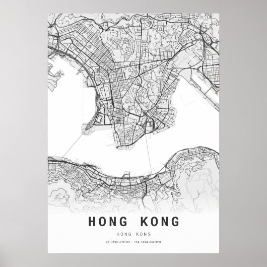 Stadsplattegrond Hongkong Poster (Voorkant)