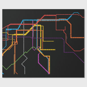 Stadsplattegrond metro cadeaupapier