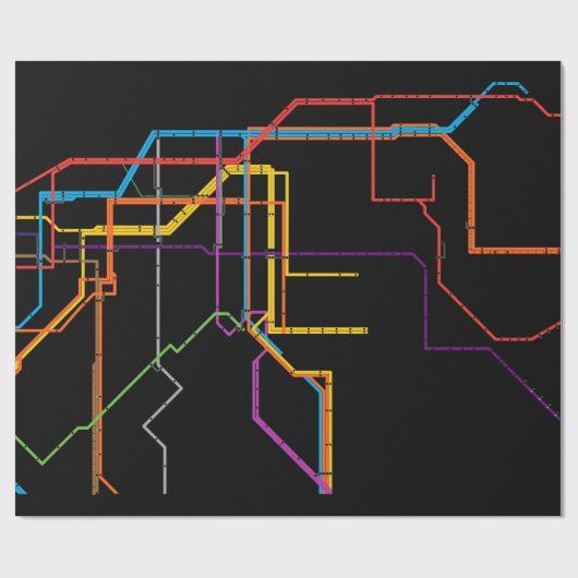 Stadsplattegrond metro cadeaupapier (Vlak)