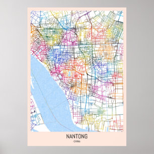 Stadsplattegrond Nantong China Poster