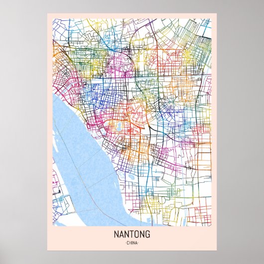 Stadsplattegrond Nantong China Poster (Voorkant)