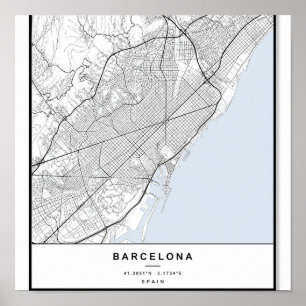 Stadsplattegrond Poster Barcelona   Minimalistisch