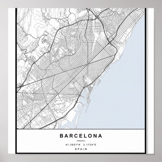 Stadsplattegrond Poster Barcelona | Minimalistisch (Voorkant)