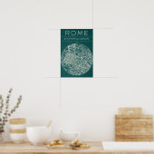 Stadsplattegrond Poster van Rome – Modern Muurkuns (Keuken)